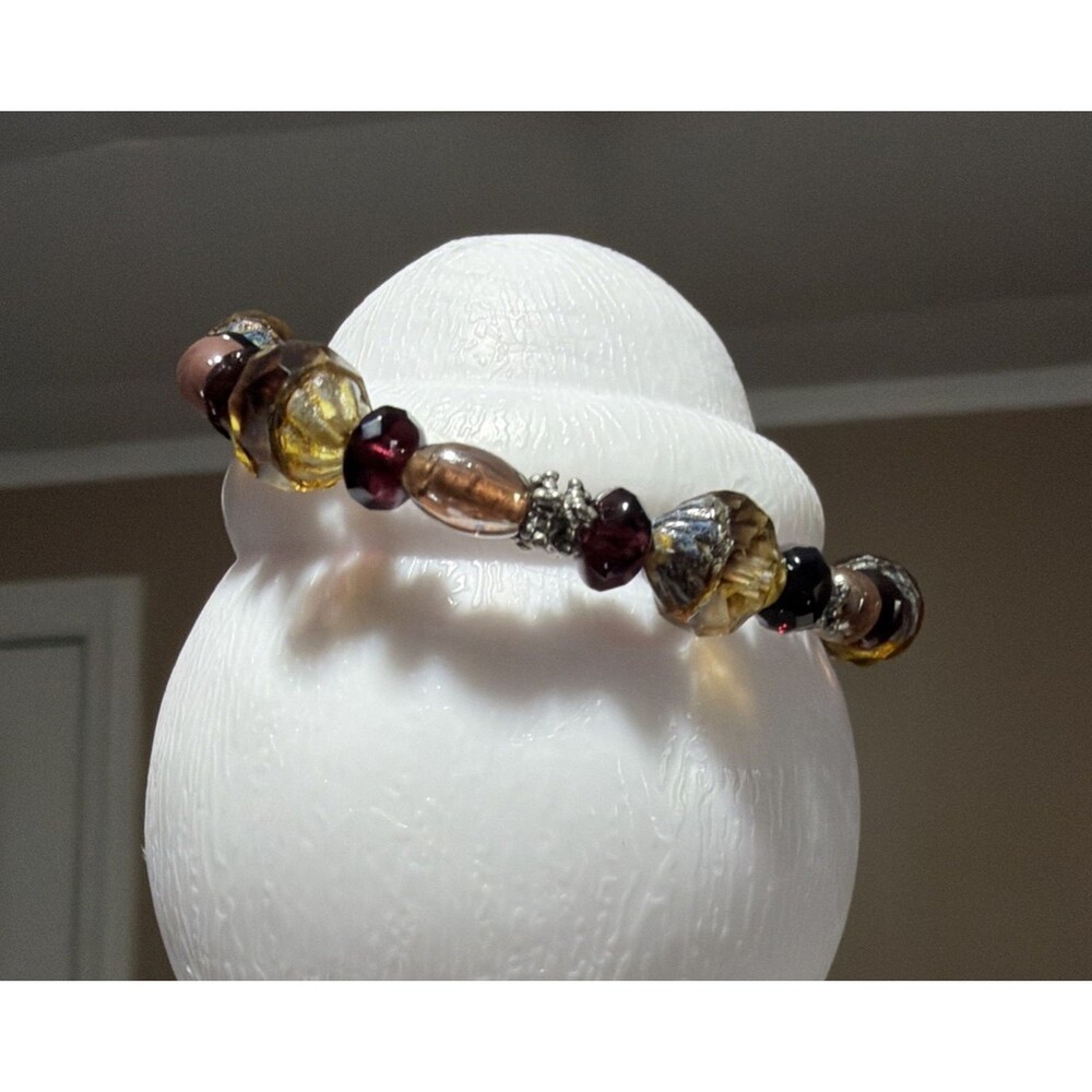 Beaded Toggle Bracelet Purple Amber Faceted Glass Beads Fashion Jewelry Gift